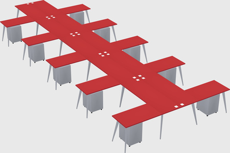Shared l-shaped office desk system