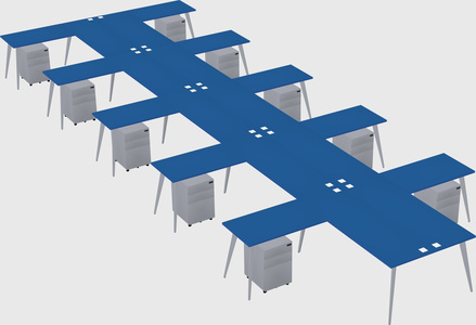 Shared l-shaped office desk system