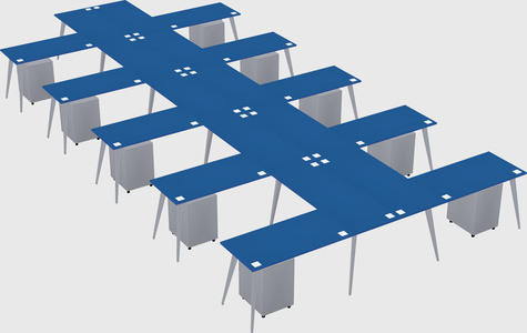 Shared l-shaped office desk system