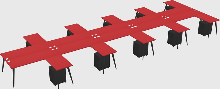 Shared l-shaped office desk system