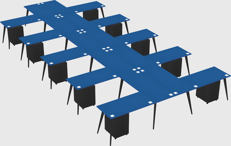 Shared l-shaped office desk system
