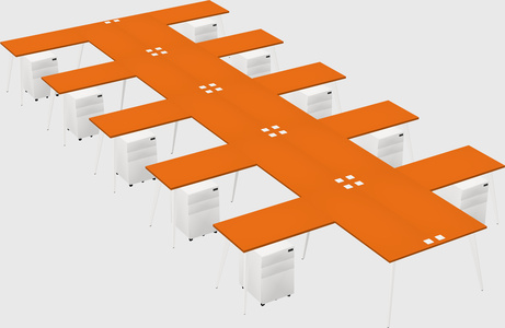 Shared l-shaped office desk system