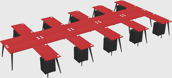 Shared l-shaped office desk system