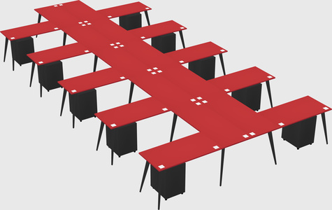 Shared l-shaped office desk system
