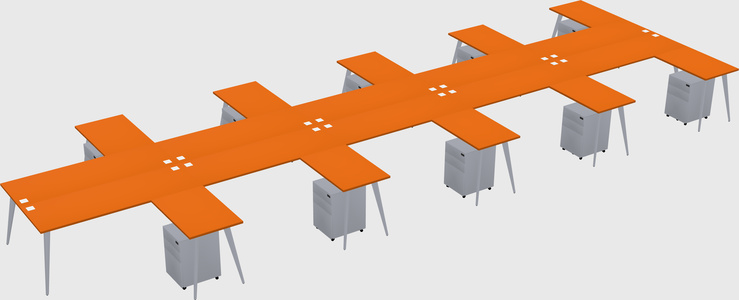 Shared l-shaped office desk system