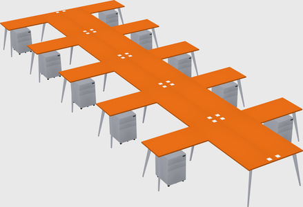 Shared l-shaped office desk system
