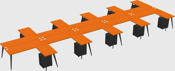 Shared l-shaped office desk system
