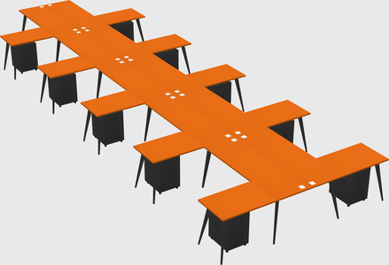 Shared l-shaped office desk system