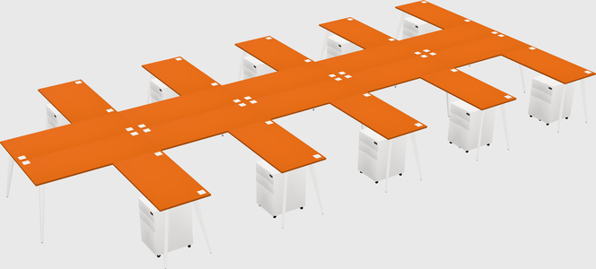 Shared l-shaped office desk system