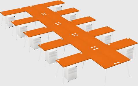 Shared l-shaped office desk system