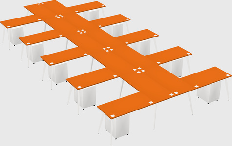 Shared l-shaped office desk system