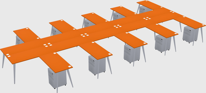 Shared l-shaped office desk system
