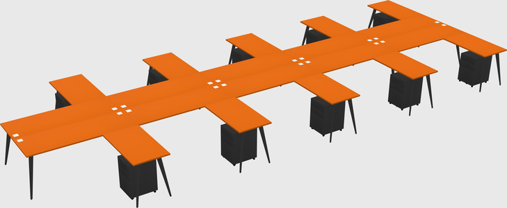 Shared l-shaped office desk system
