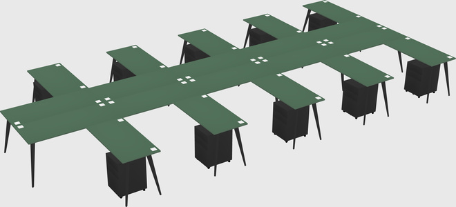Shared l-shaped office desk system