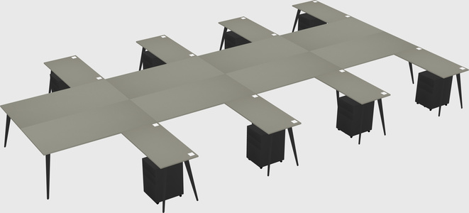 Shared l-shaped office desk system