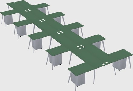 Shared l-shaped office desk system