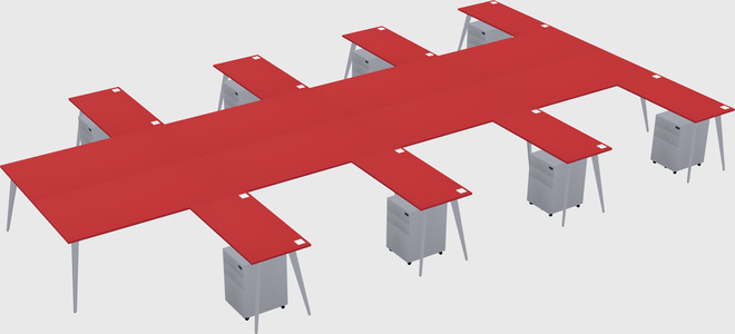 Shared l-shaped office desk system