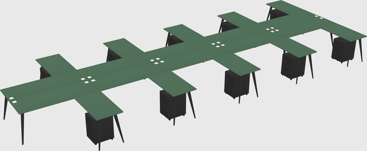 Shared l-shaped office desk system