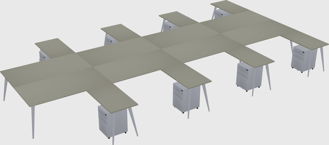 Shared l-shaped office desk system