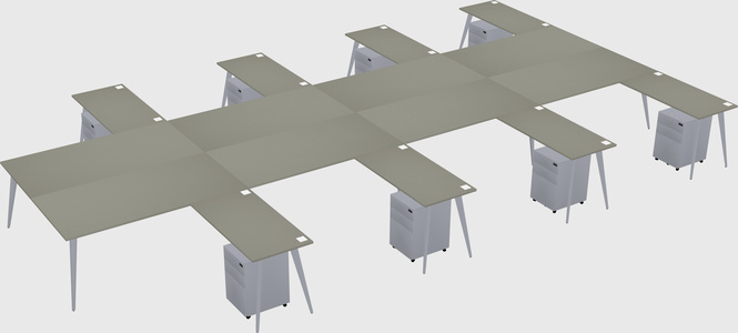 Shared l-shaped office desk system