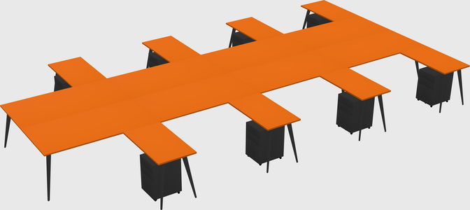 Shared l-shaped office desk system