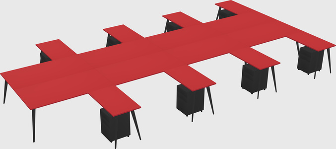 Shared l-shaped office desk system