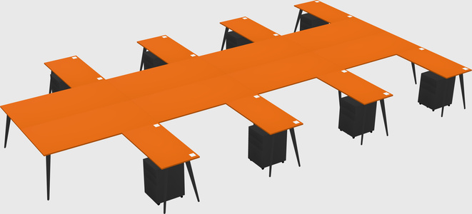 Shared l-shaped office desk system