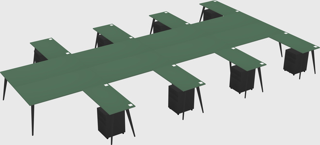 Shared l-shaped office desk system
