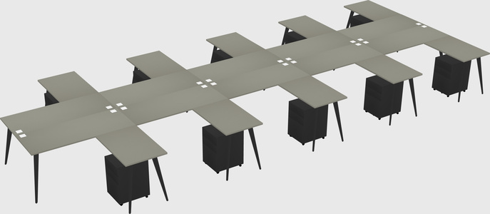 Shared l-shaped office desk system