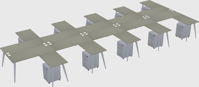 Shared l-shaped office desk system