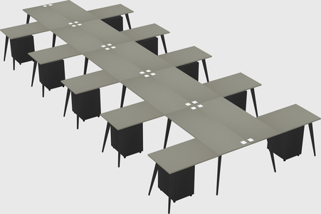 Shared l-shaped office desk system