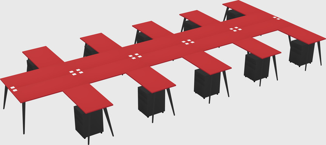 Shared l-shaped office desk system