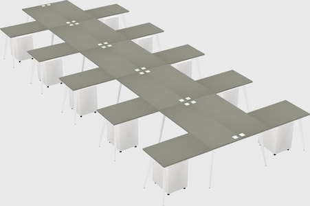 Shared l-shaped office desk system