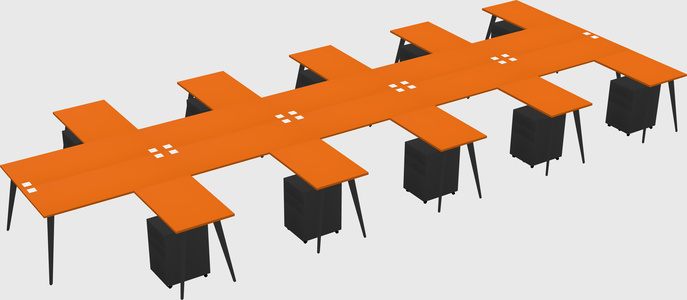 Shared l-shaped office desk system