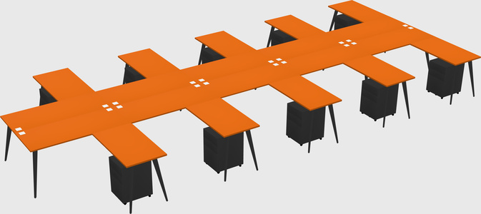 Shared l-shaped office desk system