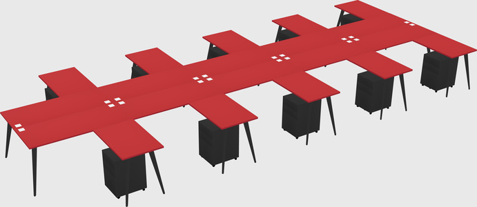 Shared l-shaped office desk system