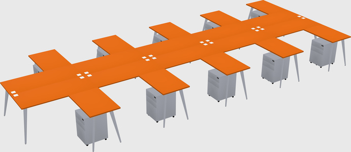 Shared l-shaped office desk system