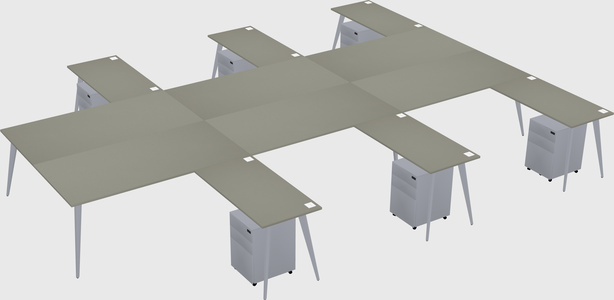 Shared l-shaped office desk system