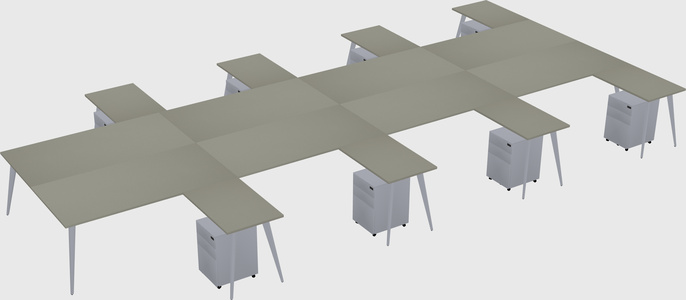 Shared l-shaped office desk system