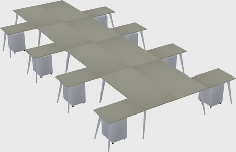 Shared l-shaped office desk system