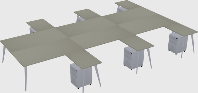 Shared l-shaped office desk system