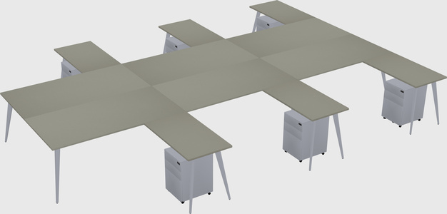 Shared l-shaped office desk system
