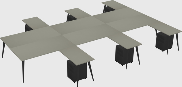 Shared l-shaped office desk system