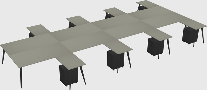 Shared l-shaped office desk system