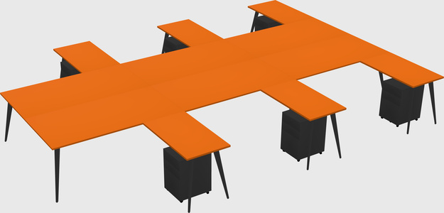 Shared l-shaped office desk system