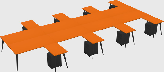 Shared l-shaped office desk system