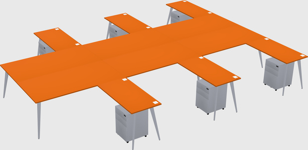 Shared l-shaped office desk system