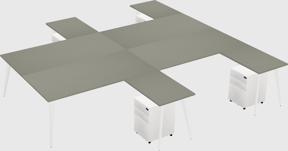 Shared l-shaped office desk system
