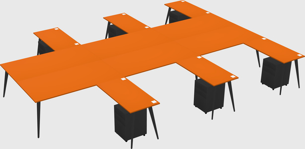 Shared l-shaped office desk system