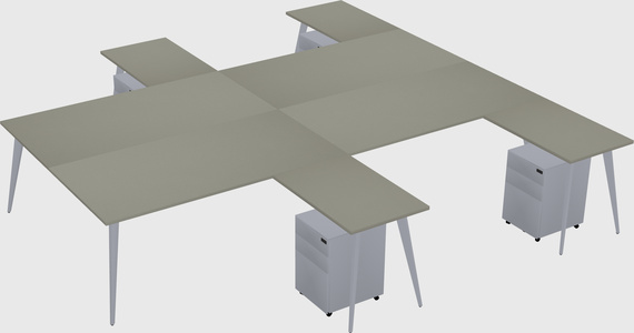 Shared l-shaped office desk system